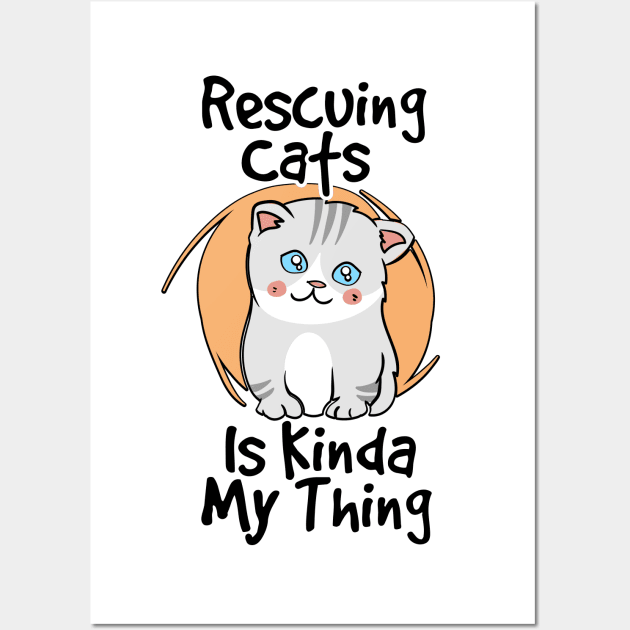 Cute Cat Animal Rescue Rescuing Cat Wall Art by dilger